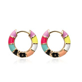 Madison Enamel Striped Huggie Earrings - 18K Gold Vermeil